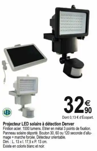 Tridôme Projecteur LED solaire à détection Denver offre