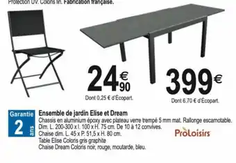 Tridôme Ensemble de jardin Elise et Dream offre