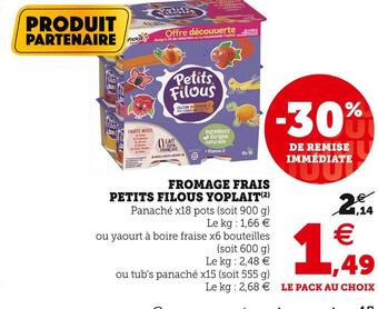 Super U Yoplait fromage frais petits filous offre