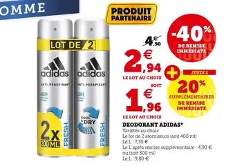 Super U Adidas deodorant offre