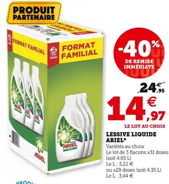 Super U Ariel lessive liquide* offre