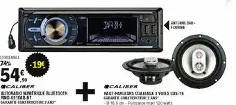 E.Leclerc L'Auto Caliber Autoradio Numérique Bluetooth Rmd-05 10ab-bt + Haut-parleurs Coaxiaux 3 Voies Cds-16 offre