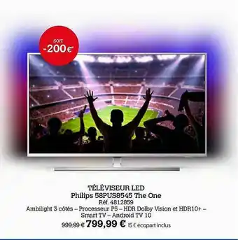 Darty Téléviseur Led Philips 58pus8545 The One offre