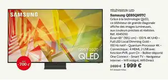 Darty Téléviseur Led Samsung Qe65q95tc offre