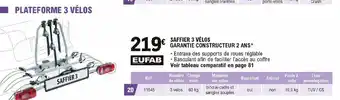 E.Leclerc L'Auto Eufab Saffier 3 Vélos offre