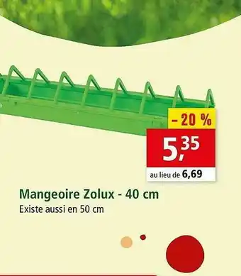 Maxi Zoo Mangeoire Zolux - 40 Cm offre