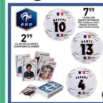 Stokomani Le Ballon équipe De France, Le Jeu De 54 Cartes Champions Du Monde offre