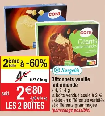 Migros Bâtonnets vanille lait amande offre