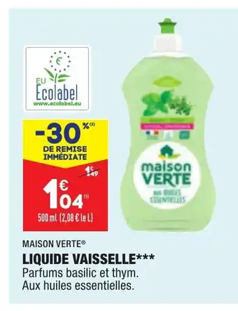 ALDI Maison Verte Liquide Vaisselle offre
