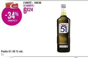 Casino Supermarchés Pastis 51 45% vol. offre