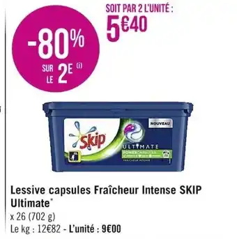 Casino Supermarchés Lessive capsules Fraîcheur intense Skip ultimate offre