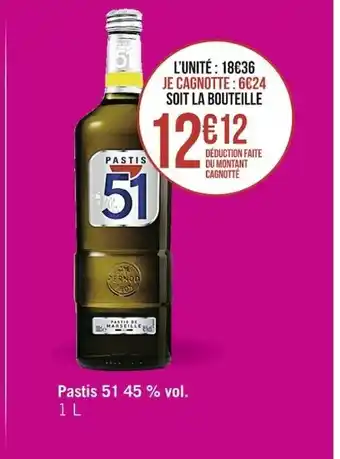 Casino Supermarchés Pastis 51 45% vol. 1L offre