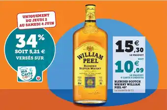 Hyper U Blended scotch whisky william peel 40 offre