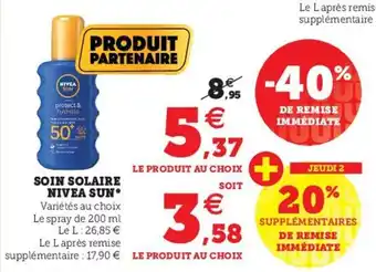 Hyper U Soin solaire nivea sun offre