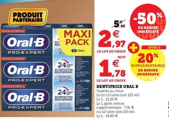 Hyper U Dentifrice Oral B offre