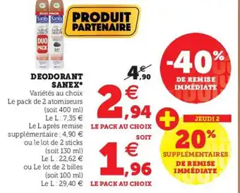 Hyper U Deodorant Sanex offre