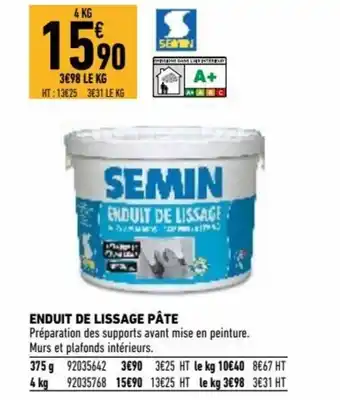 Brico Cash Enduit de Lissage Pâte offre