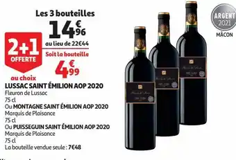 Auchan Supermarché Lussac saint émilion aop 2020 offre
