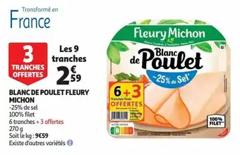 Auchan Supermarché Blanc de poulet fleury michon offre