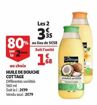 Auchan Supermarché Huile de douche cottage offre