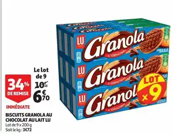 Auchan Supermarché Biscuits granola au chocolat au lait lu offre