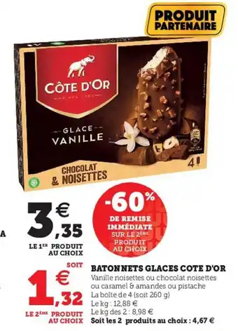 Hyper U Cote D'or Batonnets Glaces offre