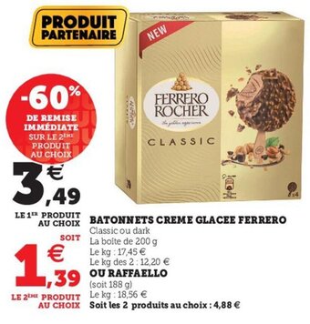 Hyper U Ferrero Rocher Batonnets Creme Glacee offre