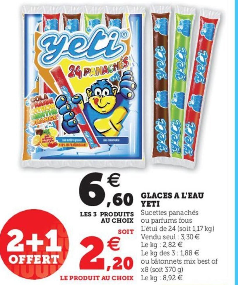 Promo Yeti Glaces A L'eau chez Hyper U