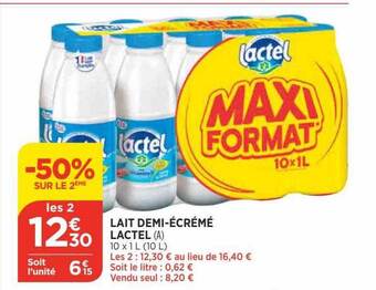 Bi1 Lait Demi-écrémé Lactel offre