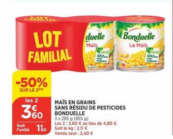 Bi1 Maïs En Grains Sans Résidu De Pesticides Bonduelle offre
