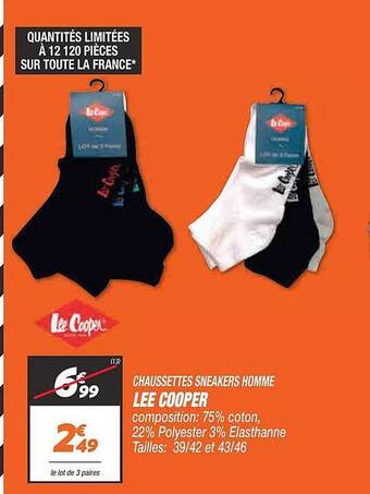 Netto Chaussettes Sneakers Homme Lee Cooper offre