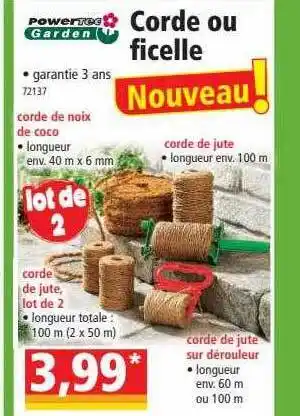 Norma Corde Ou Ficelle Powertec Garden offre