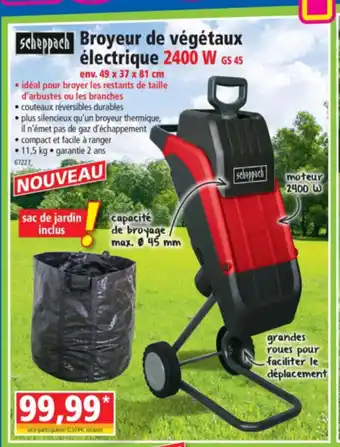 Norma Broyeur de végétaux électrique 2400 W GS 45 offre