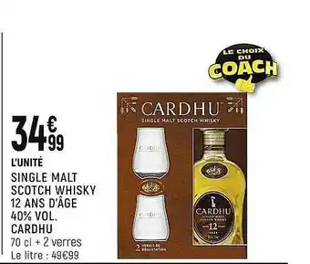 Spar Single Malt Scotch Whisky 12 Ans D'âge 40% Vol. Cardhu offre