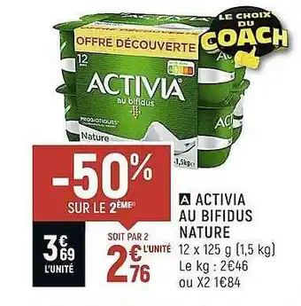 Spar Activia Au Bifidus Nature offre