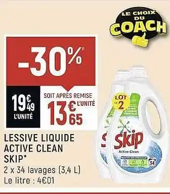 Spar Lessive Liquide Active Clean Skip offre