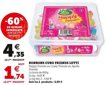 Super U Bonbons cubo friends lutti offre