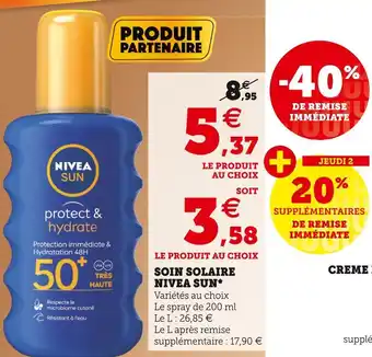 Super U Nivea sun soin solaire offre