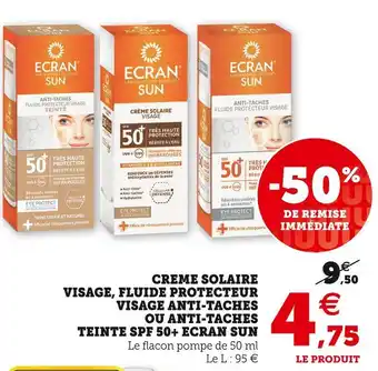 Ecran sun creme solaire visage, fluide protecteur visage anti-taches ou anti-taches teinte spf 50+