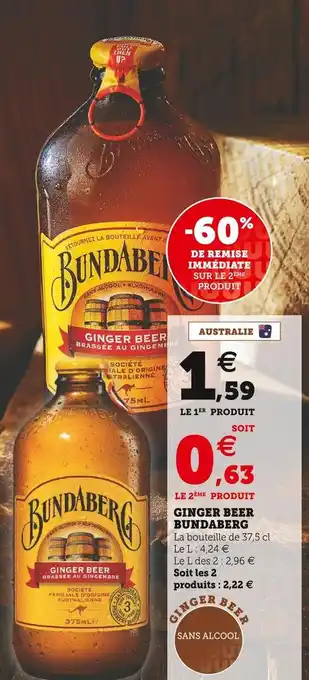 Super U Bundaberg ginger beer offre