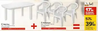 Carrefour Table faro et fauteuil lyra offre