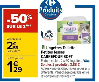 Carrefour Carrefour lingettes toilette petites fesses offre
