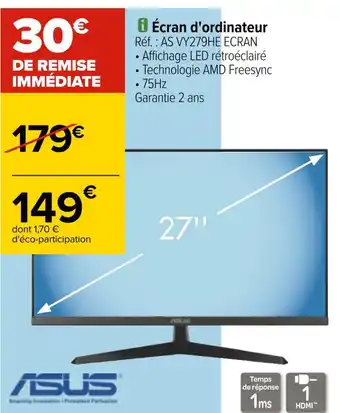Carrefour Asus écran d'ordinateur offre