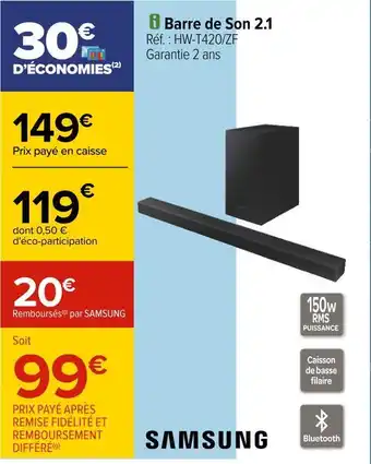 Carrefour Barre de son 2.1 offre