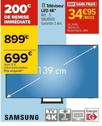 Carrefour Samsung téléviseur led 4k* offre
