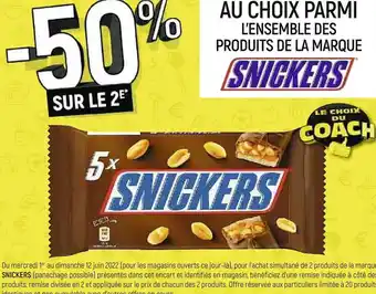 Spar Snickers bon plan au choix parmi l’ensemble des produits de la marque snickers offre