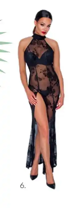 Noir handmade robe longue fendue motif floral noire