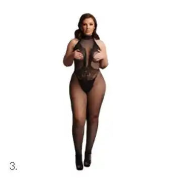 Le désir combinaison ouverte des026 dentelle col montant noire gt
