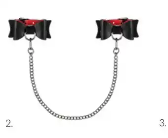 Obsessive menottes noeud a745 chaines noires & rouges