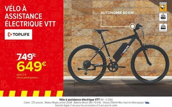 Carrefour Market Toplife vélo à assistance électrique vtt offre